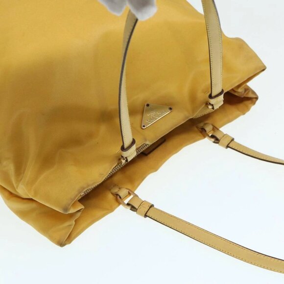 PRADA Tote Bag Nylon Yellow Gold Auth 87177 - Picture 6 of 16
